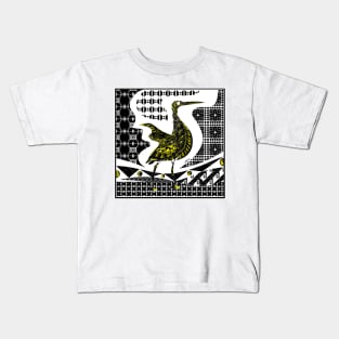 talavera egret bird ecopop in tribal wallpaper of porcelain art Kids T-Shirt